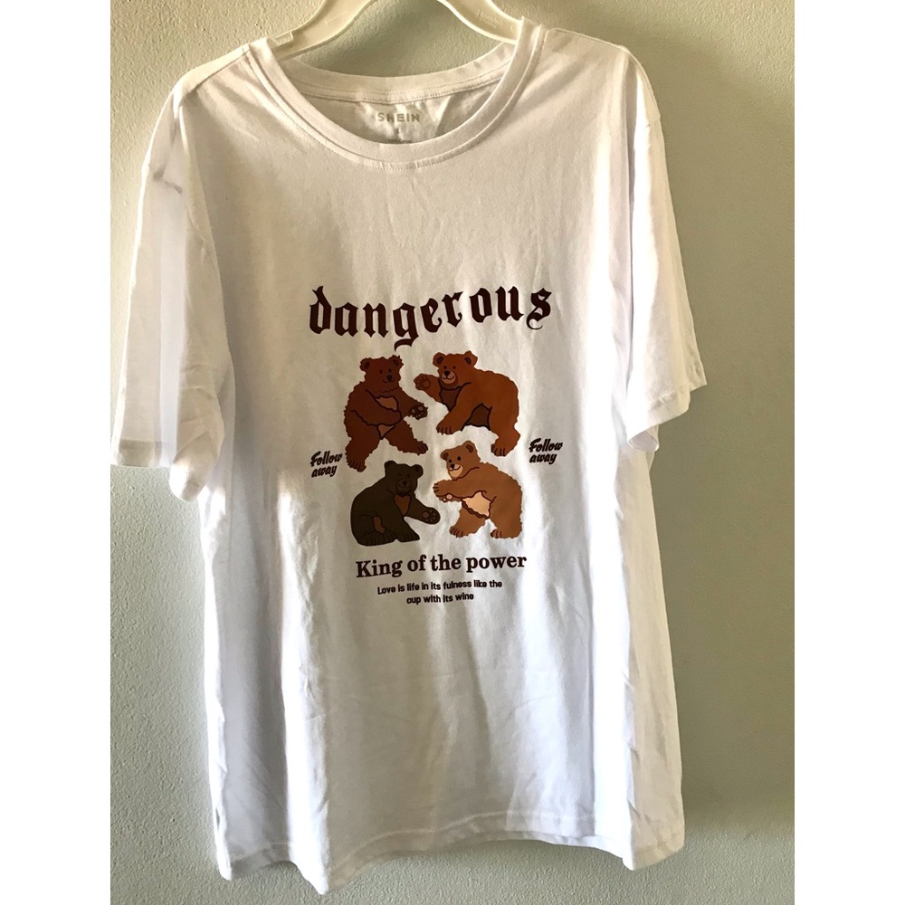 Shein Unisex Tee White Dangerous